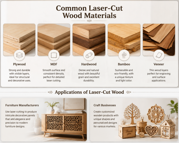 Common laser-cut wood materials