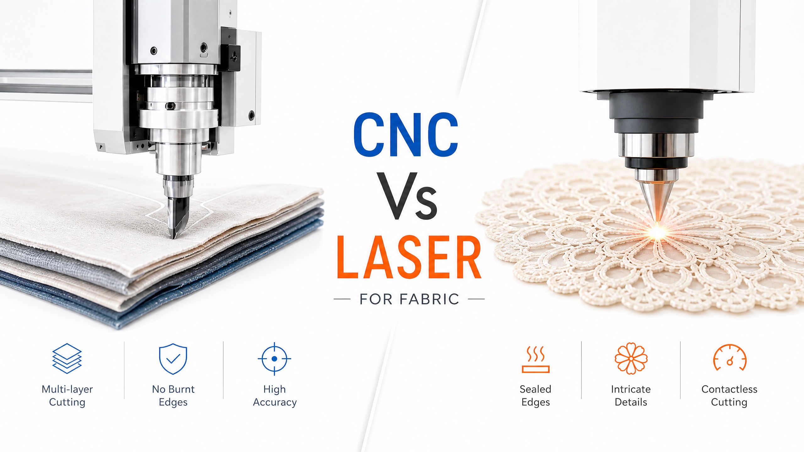 CNC vs Laser Fabric Cutter Comparison: Features and Cutting Effects