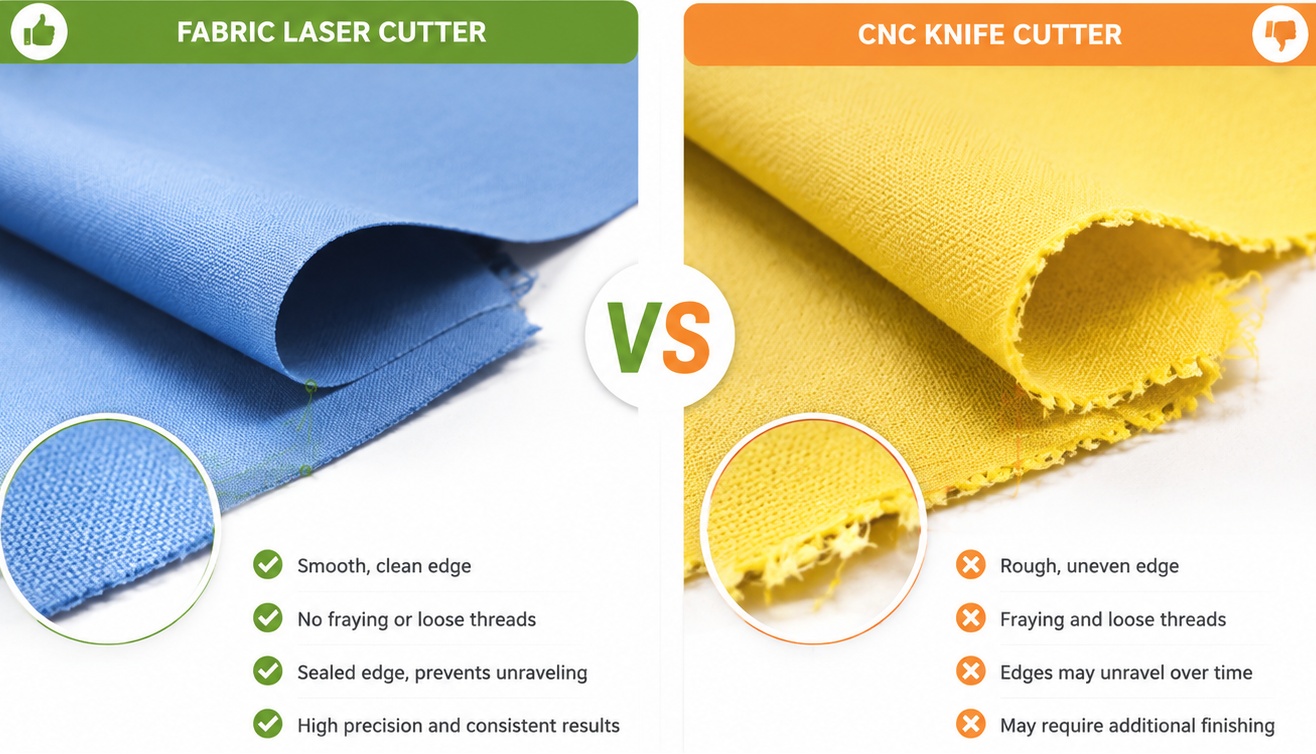 Fabric Cutting Edge Comparison: Laser Cutter Sealed Edge vs CNC Knife Frayed Edge