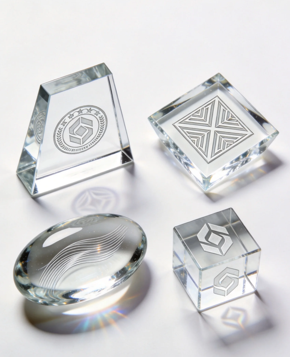 3D subsurface laser engraved crystal awards and glass souvenirs