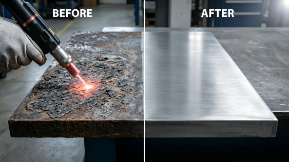 Comparison pictures before and after laser cleaning